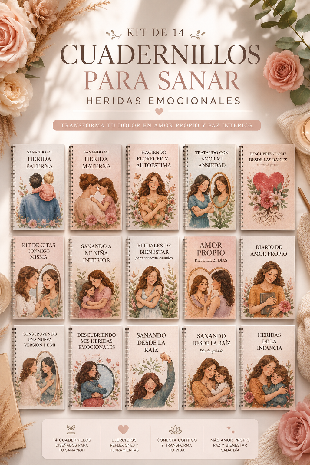 Kit de cuadernillos digitales para sanar heridas emocionales
